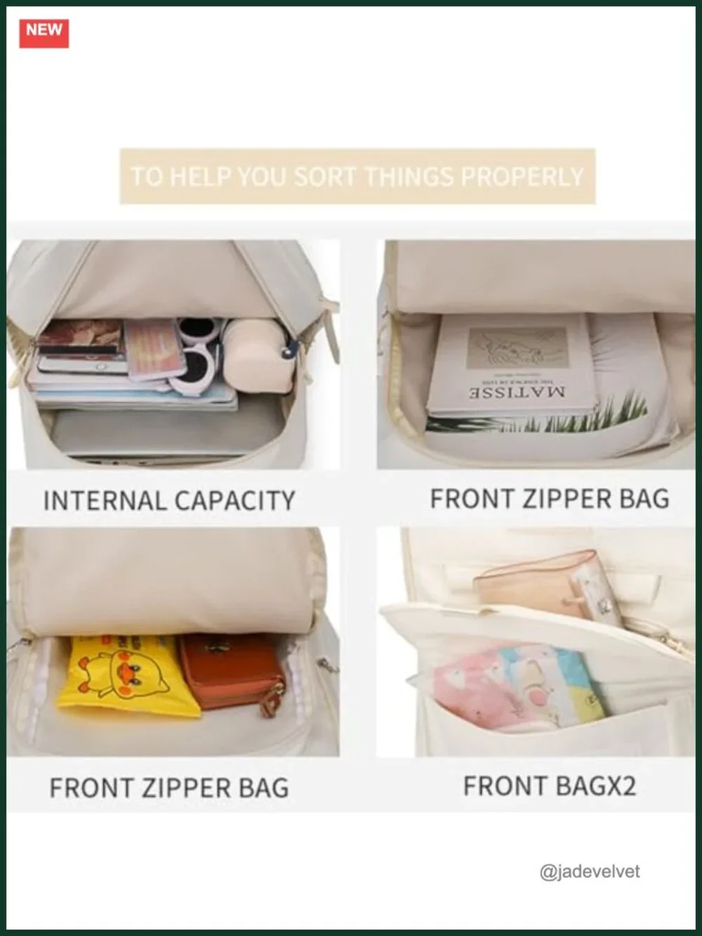 Cute Aesthetic Backpack for Students - Large Capacity Bookbag Laptop